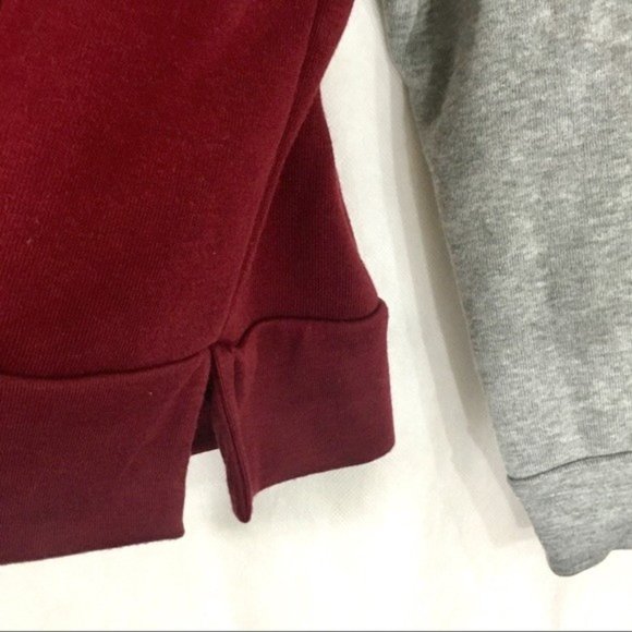 PST by Project Social T Sweatshirt Comfy Cozy Bunny Soft Maroon Grey Color Block - Picture 7 of 9